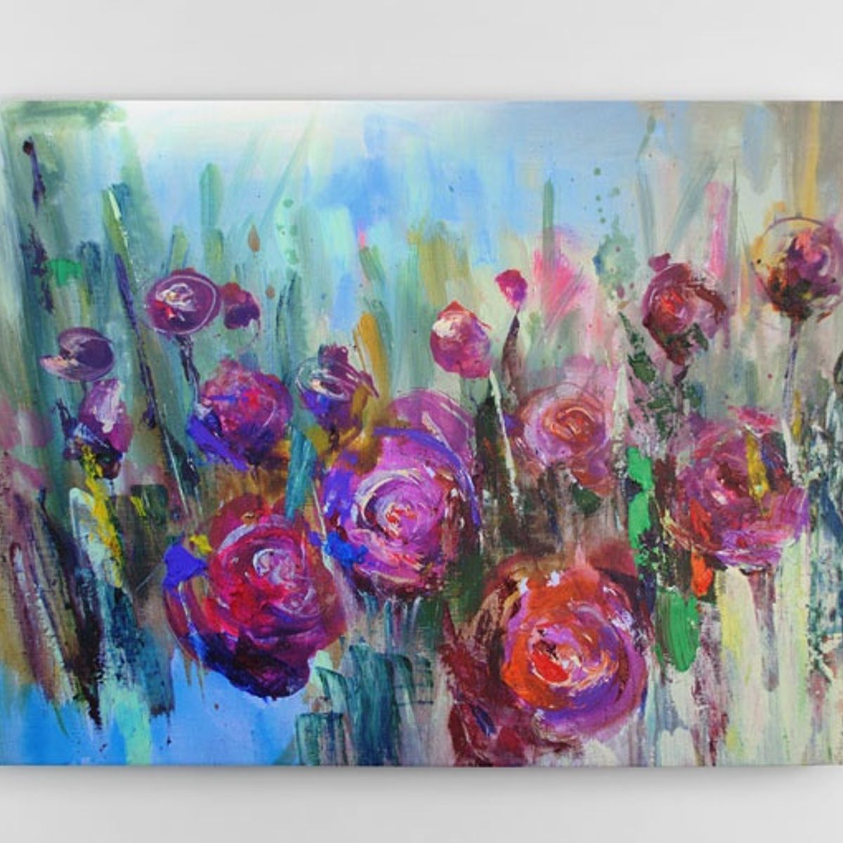 TAYRONA STORE - Cuadro En Lienzo Para Comedor Pintura Flores 60 100x80cm