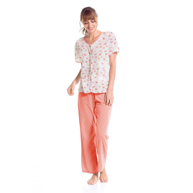ROMANELLA - Conjunto Pijama de pantalón Hanna  abierta con botones Romanella