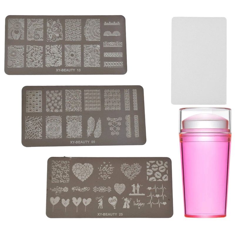GENERICO - Sello Estampador Uñas + 3 Plantillas Decorador Kit