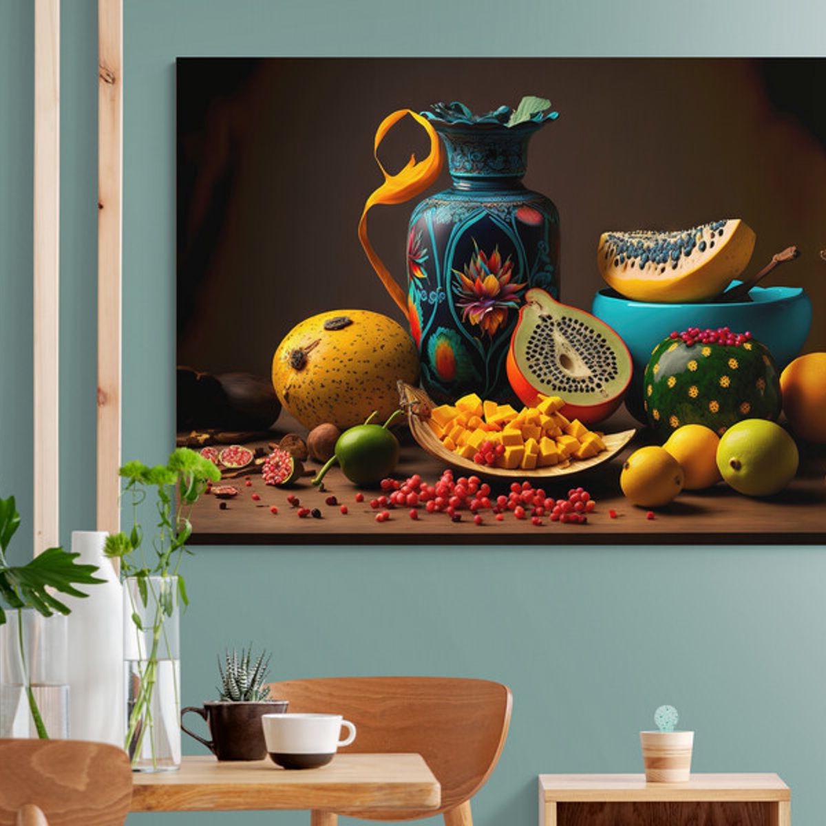 TAYRONA STORE - Cuadro En Lienzo Para Comedor Bodegon Frutas 277 150x100cm
