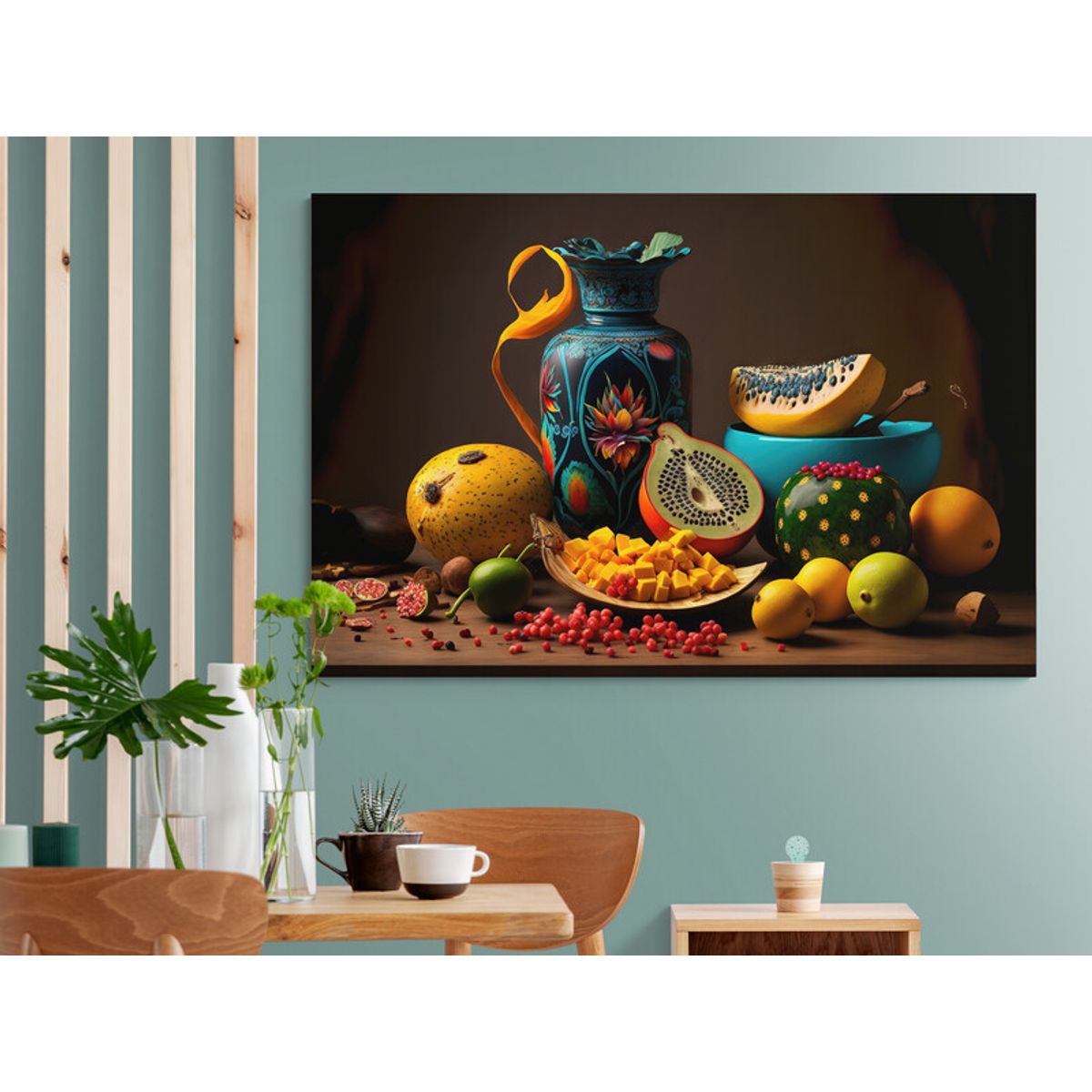 TAYRONA STORE - Cuadro En Lienzo Para Comedor Bodegon Frutas 277 150x100cm
