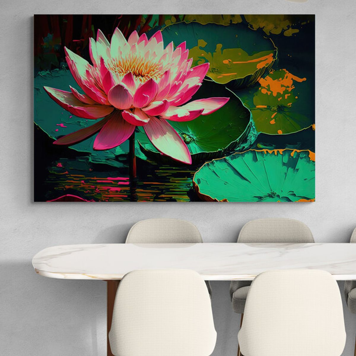 TAYRONA STORE - Cuadro En Lienzo Para Comedor Flor De Loto 091 100x70cm