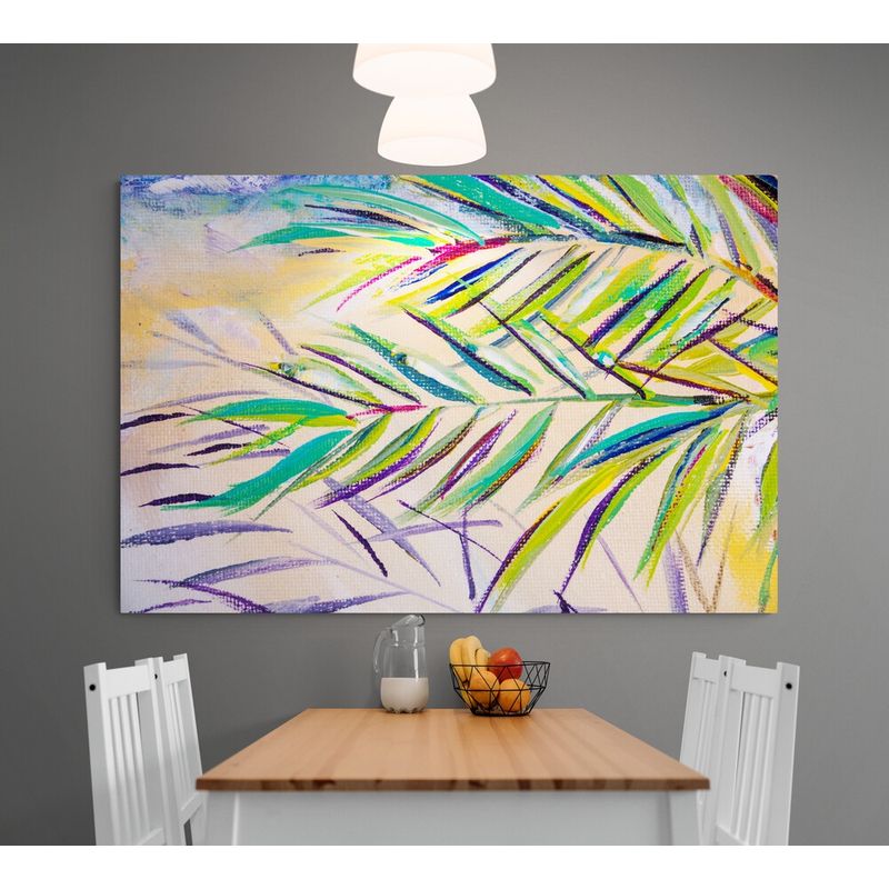 TAYRONA STORE - Cuadro En Lienzo Para Comedor Hojas Verdes 089 150x100cm