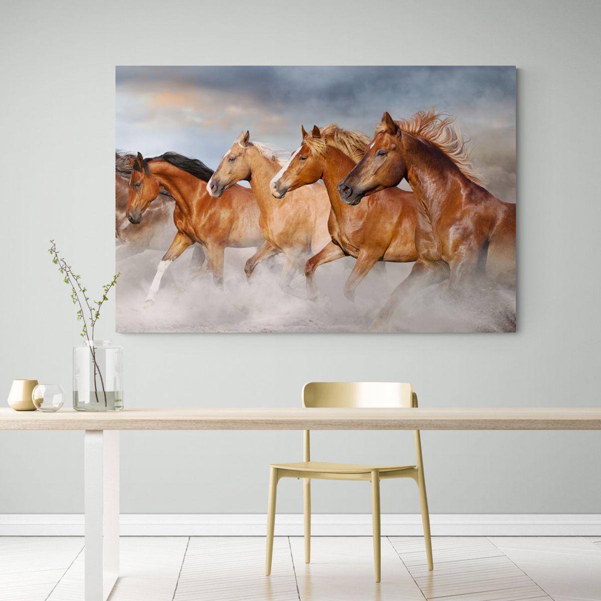 TAYRONA STORE - Cuadro En Lienzo Para Comedor Caballos 137 150x100cm