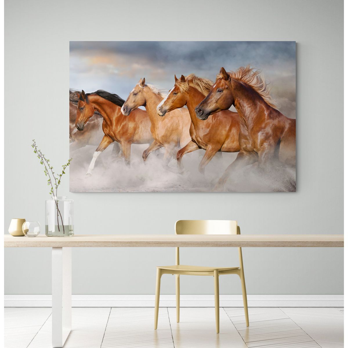 TAYRONA STORE - Cuadro En Lienzo Para Comedor Caballos 137 150x100cm