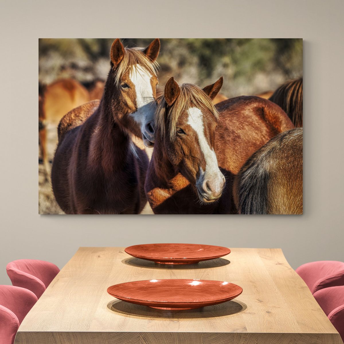 TAYRONA STORE - Cuadro En Lienzo Para Comedor Caballos 152 120x80cm