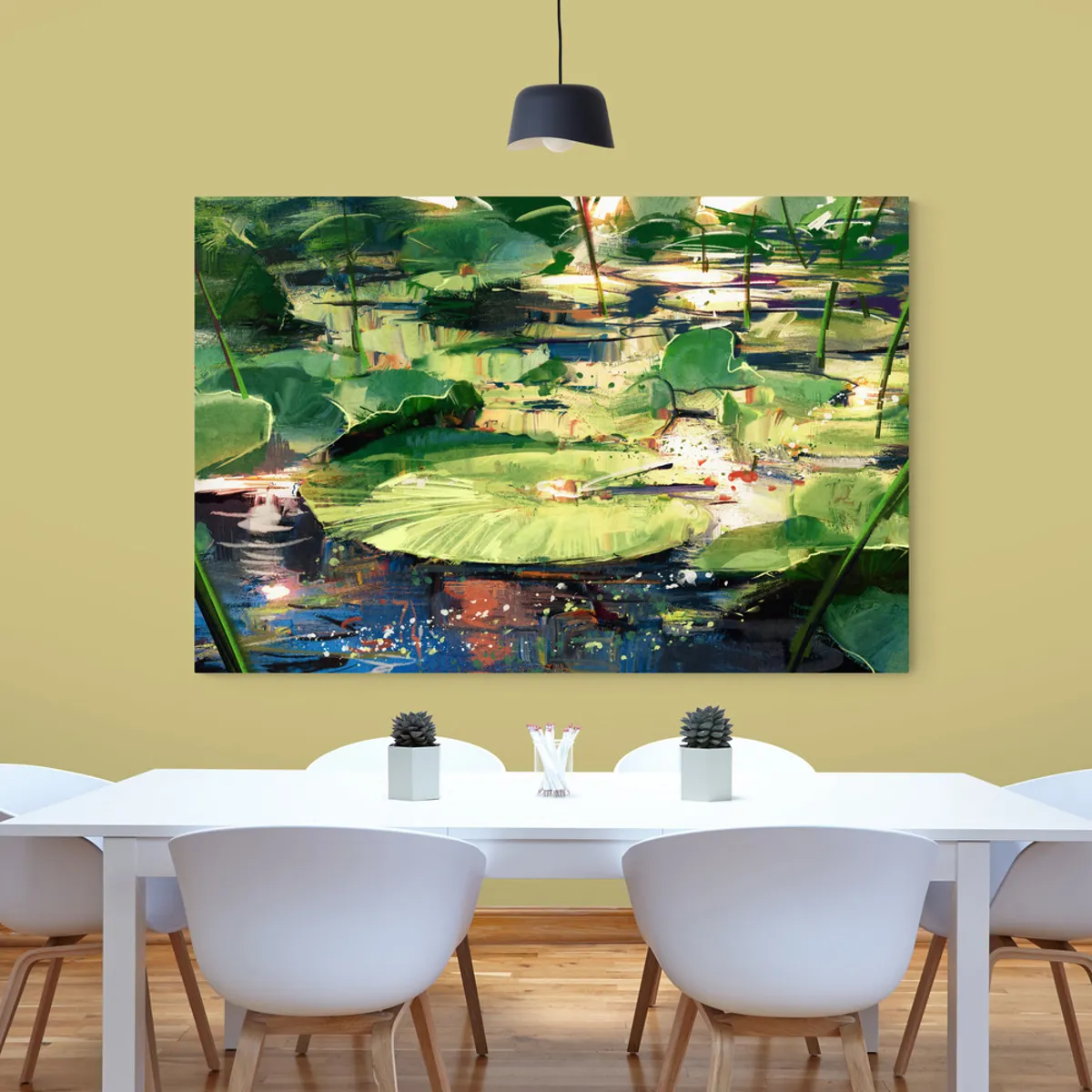 TAYRONA STORE - Cuadro En Lienzo Para Comedor Hojas Verdes 092 50x35cm