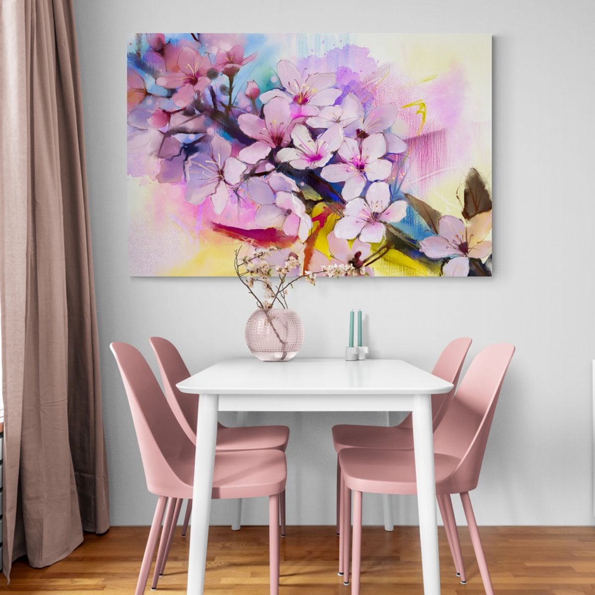 TAYRONA STORE - Cuadro En Lienzo Para Comedor Pintura Flores 173 120x80cm