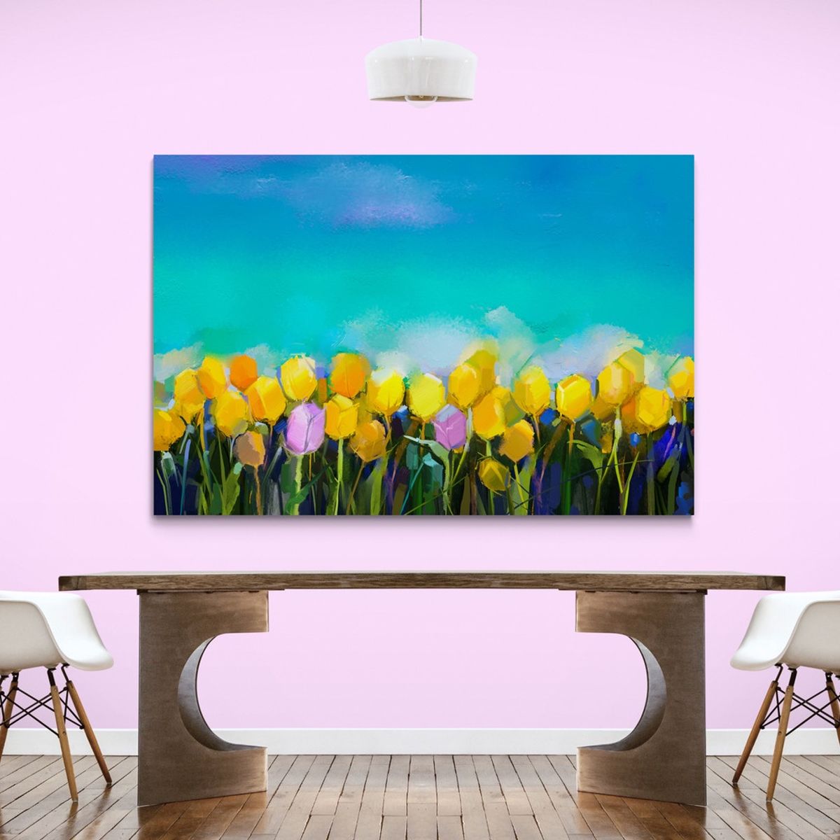 TAYRONA STORE - Cuadro En Lienzo Para Comedor Pintura Flores 195 70x50cm