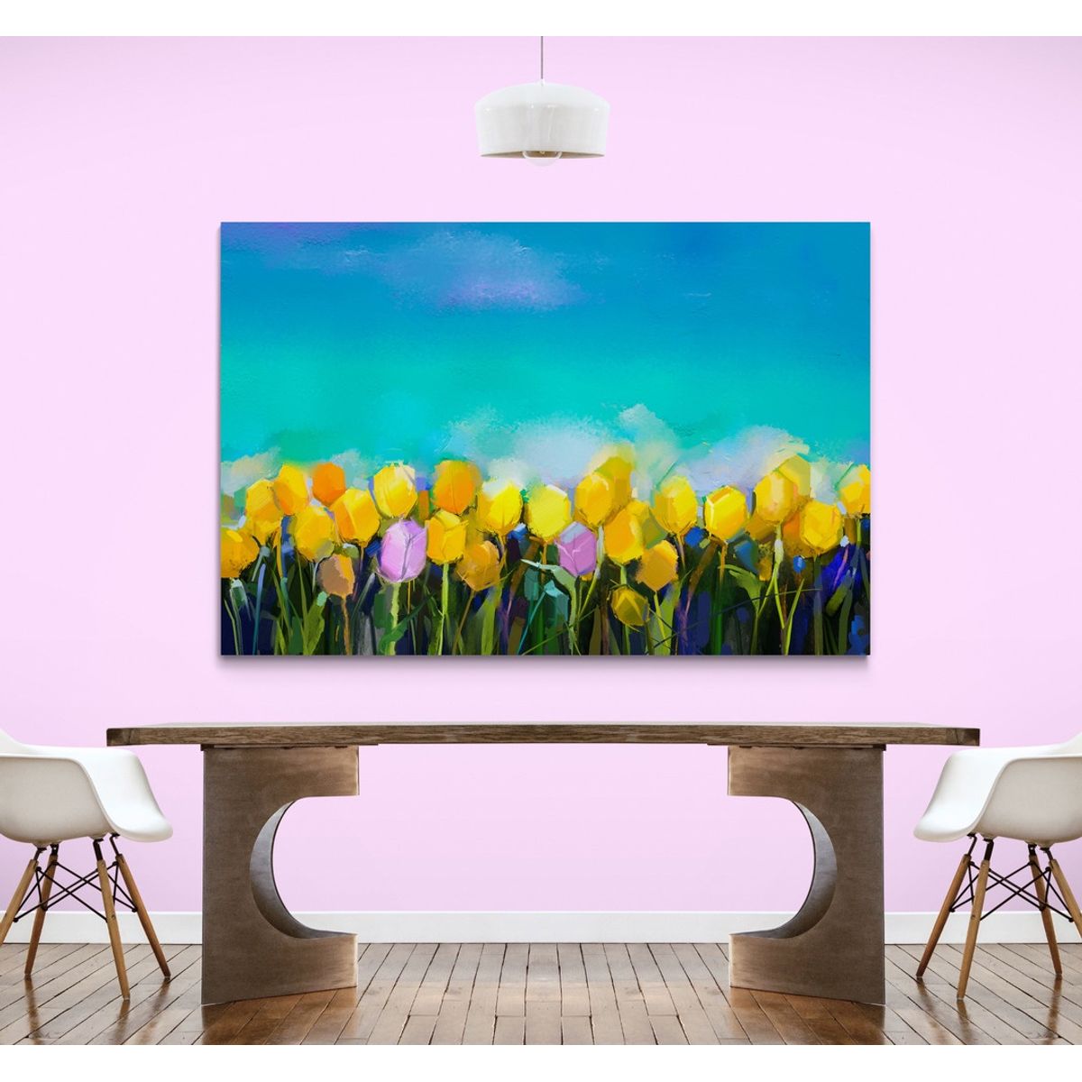 TAYRONA STORE - Cuadro En Lienzo Para Comedor Pintura Flores 195 70x50cm