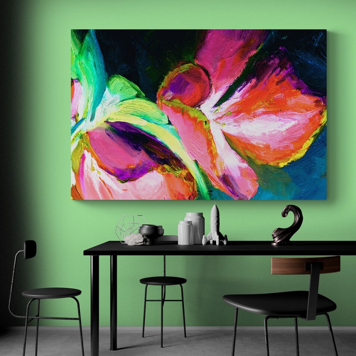 TAYRONA STORE - Cuadro En Lienzo Para Comedor Pintura Flores 275 120x80cm