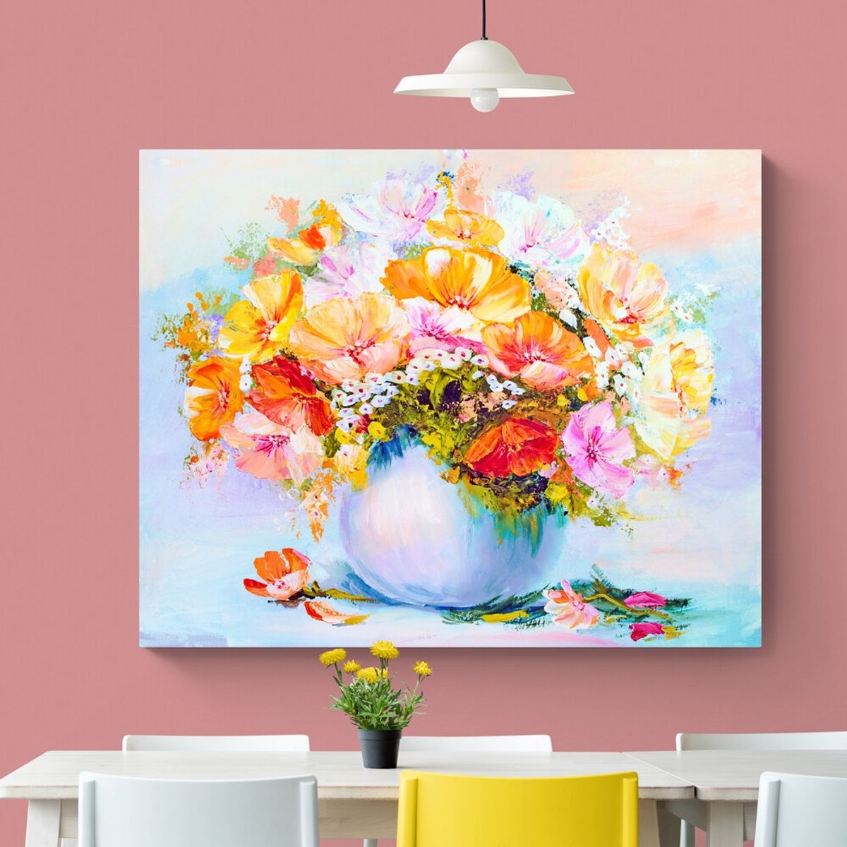 TAYRONA STORE - Cuadro En Lienzo Para Comedor Pintura Flores 285 150x120cm