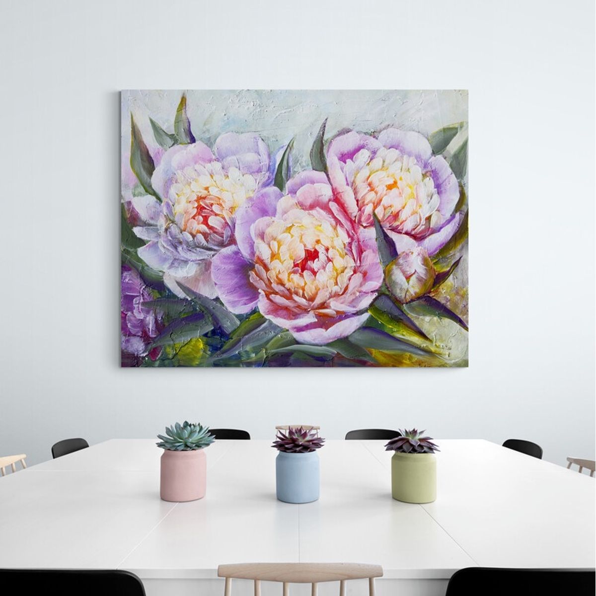 TAYRONA STORE - Cuadro En Lienzo Para Comedor Pintura Flores 303 100x80cm