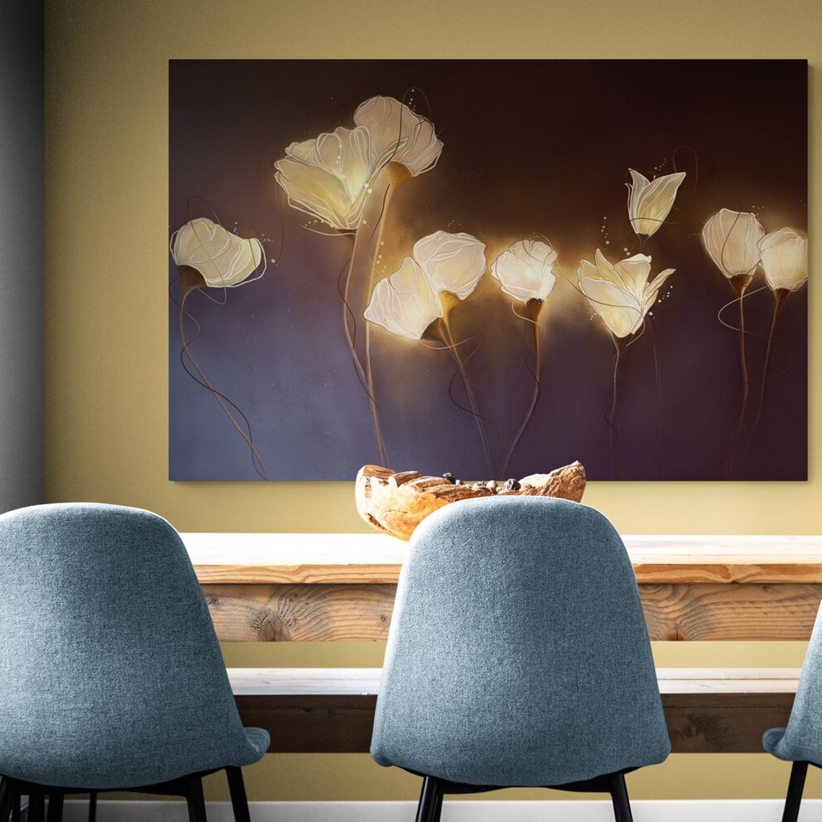 TAYRONA STORE - Cuadro En Lienzo Para Comedor Pintura Flores 333 50x35cm