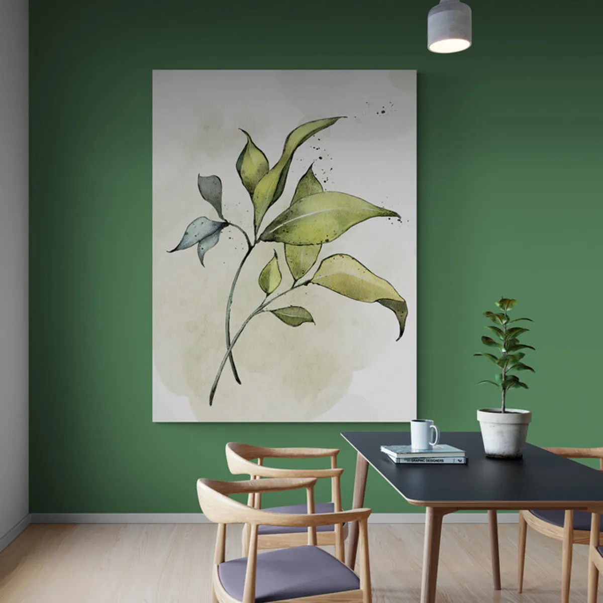 TAYRONA STORE - Cuadro En Lienzo Para Comedor Hojas Verdes 200 120x160cm