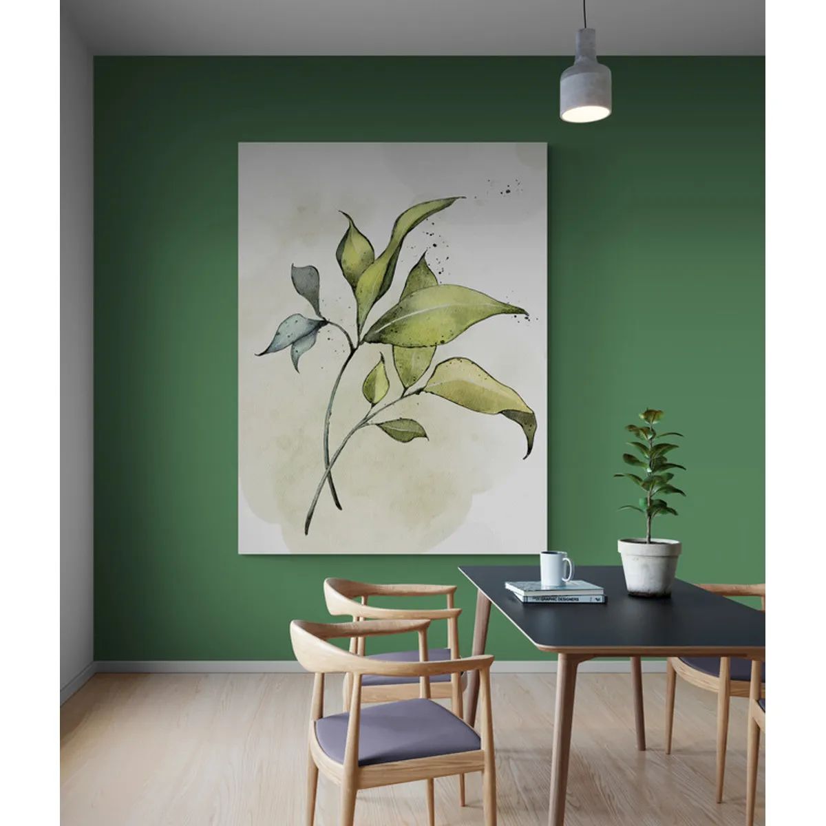 TAYRONA STORE - Cuadro En Lienzo Para Comedor Hojas Verdes 200 120x160cm