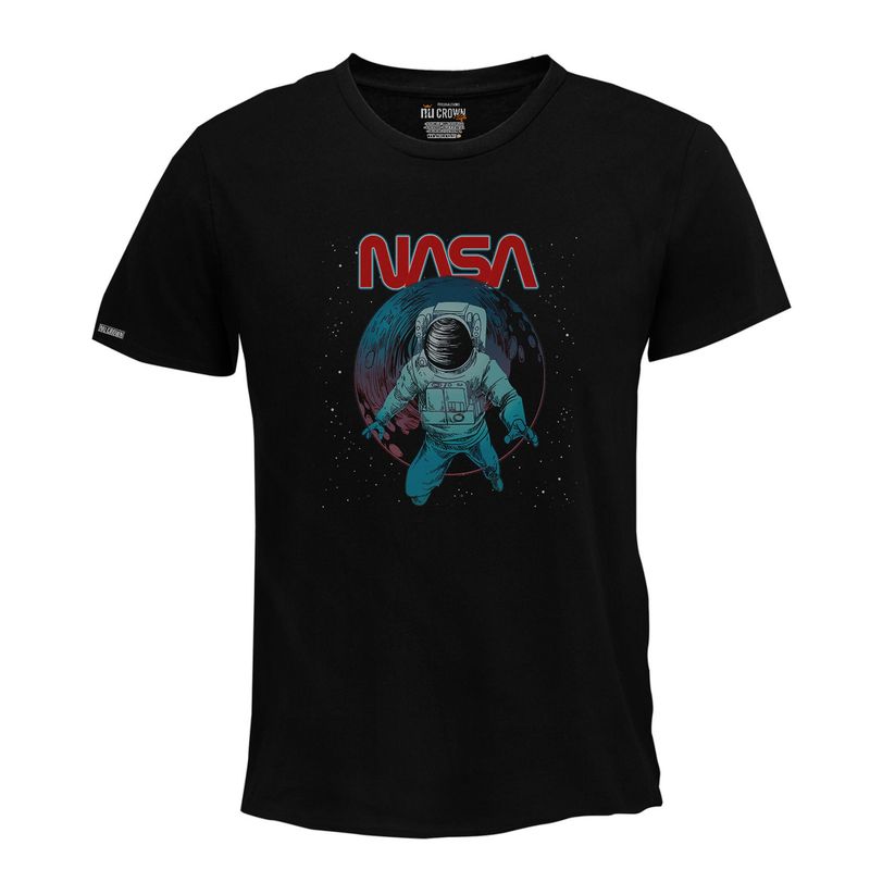 CREACIONES NU CROWN - Camiseta Hombre La Nasa espacio astronauta Nu Crown Color Negro