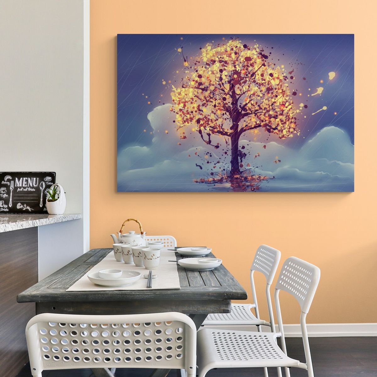 TAYRONA STORE - Cuadro En Lienzo Para Comedor Pintura Arboles 153 150x100cm