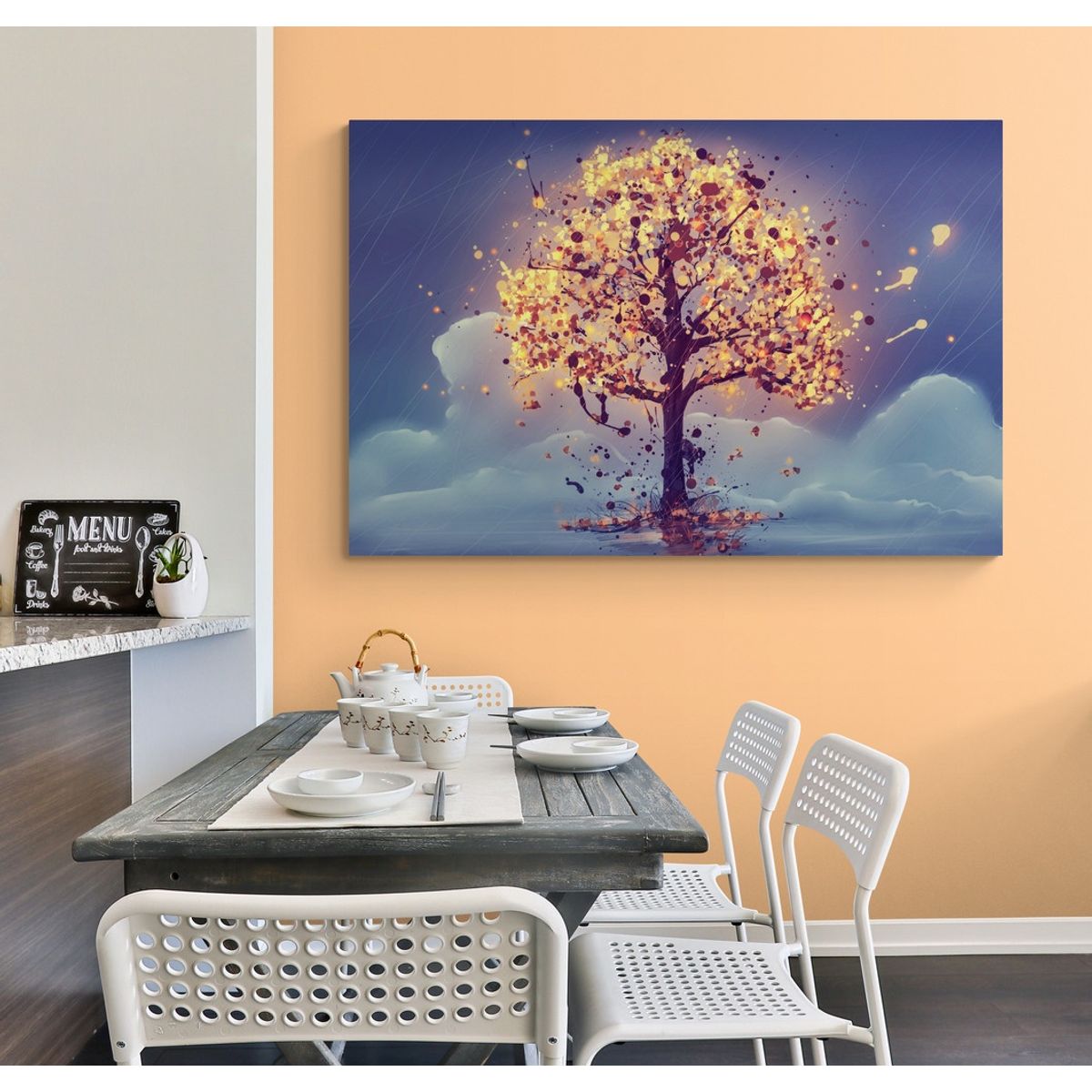 TAYRONA STORE - Cuadro En Lienzo Para Comedor Pintura Arboles 153 150x100cm