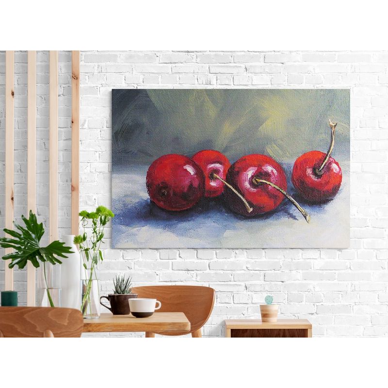TAYRONA STORE - Cuadro En Lienzo Para Comedor Pintura Cerezas 02 70x50cm