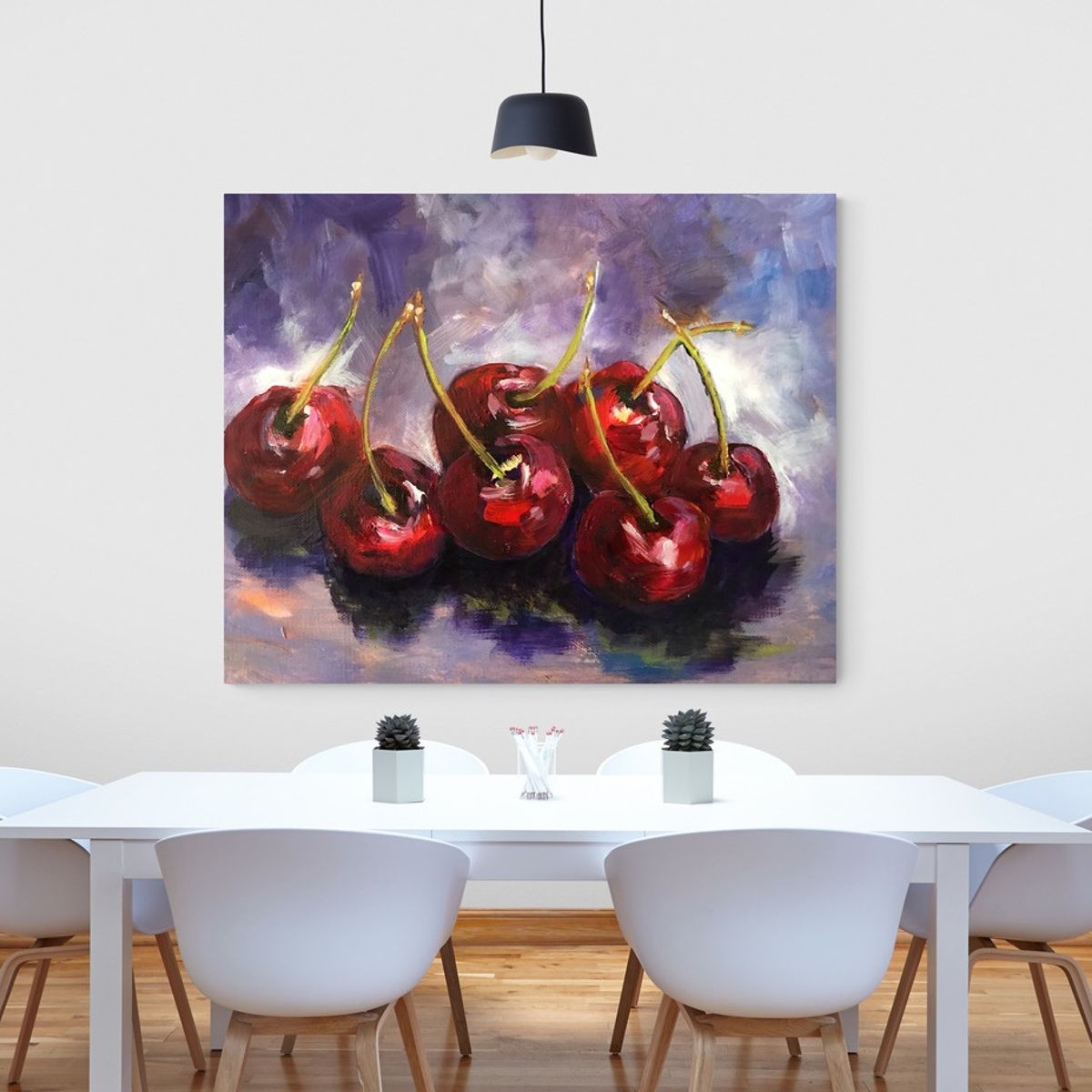 TAYRONA STORE - Cuadro En Lienzo Para Comedor Pintura Cerezas 01 150x120cm