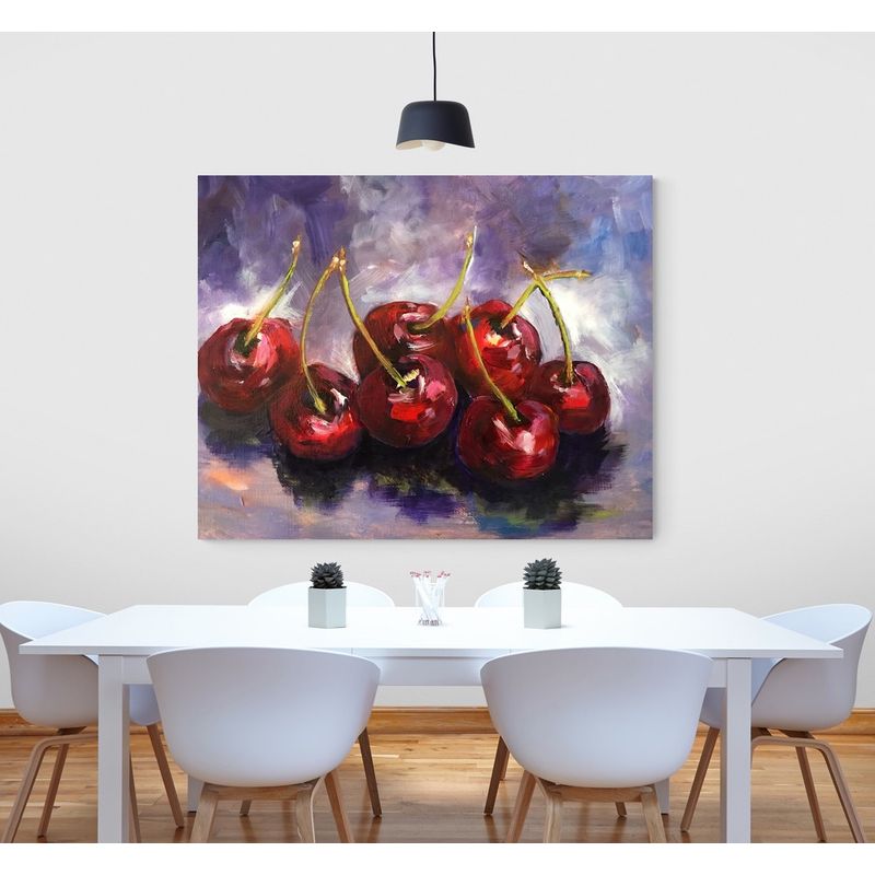 TAYRONA STORE - Cuadro En Lienzo Para Comedor Pintura Cerezas 01 150x120cm