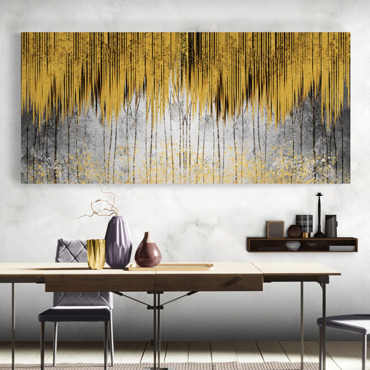 TAYRONA STORE - Cuadro En Lienzo Para Comedor Arbol Diseño Minimalista 469 90x40cm