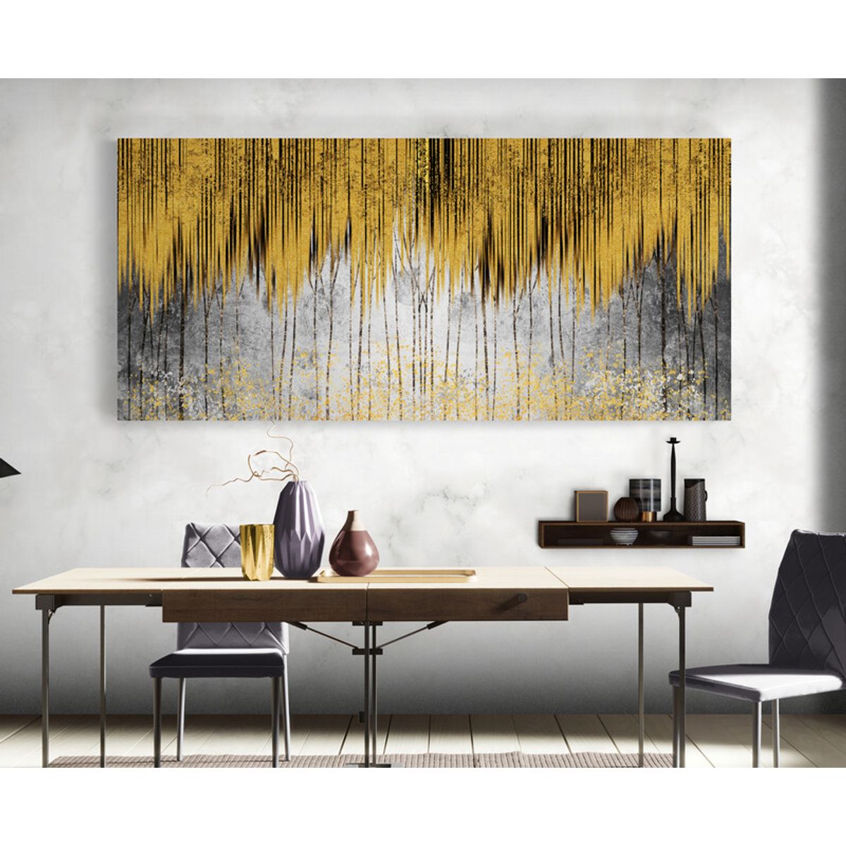 TAYRONA STORE - Cuadro En Lienzo Para Comedor Arbol Diseño Minimalista 469 90x40cm