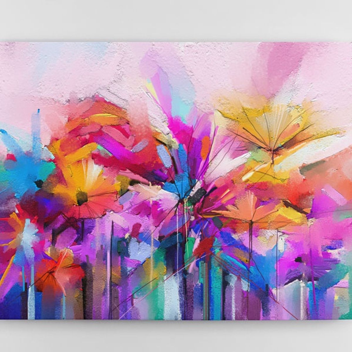 TAYRONA STORE - Cuadro En Lienzo Para Comedor Pintura Flores 95 100x80cm