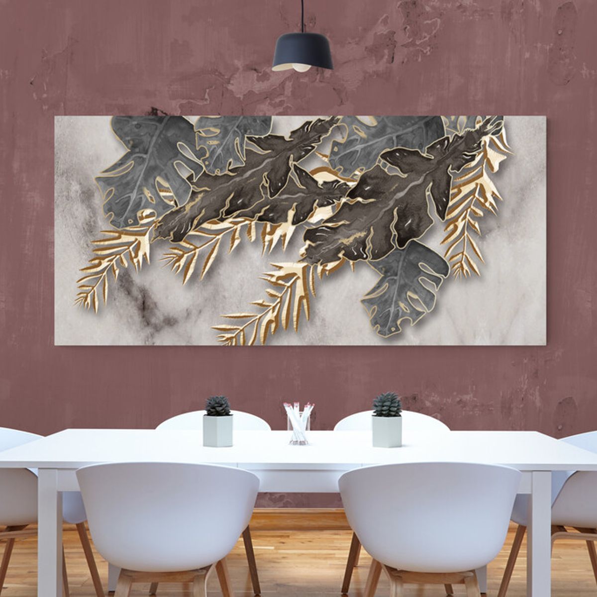 TAYRONA STORE - Cuadro En Lienzo Para Comedor Hojas 189 90x40cm