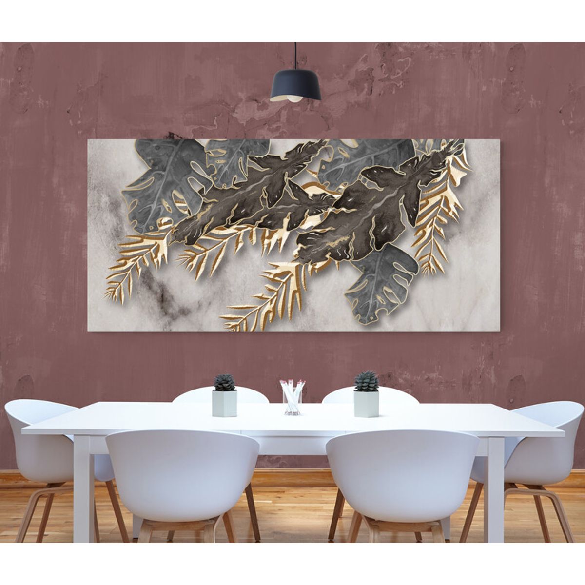 TAYRONA STORE - Cuadro En Lienzo Para Comedor Hojas 189 90x40cm