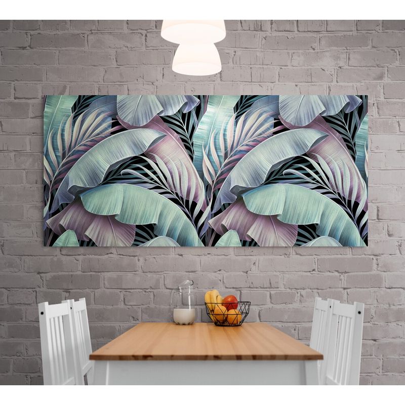 TAYRONA STORE - Cuadro En Lienzo Para Comedor Hojas Verdes 153 90x40cm