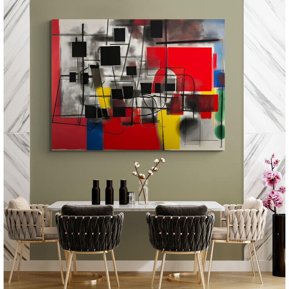 TAYRONA STORE - Cuadro Lienzo Para Comedor Estilo Vasili Kandinski 005 100x75cm