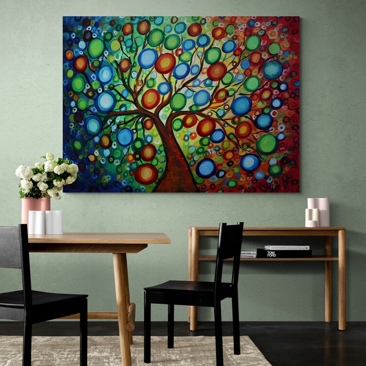 TAYRONA STORE - Cuadro En Lienzo Para Comedor Arbol De La Vida 050 40x30cm