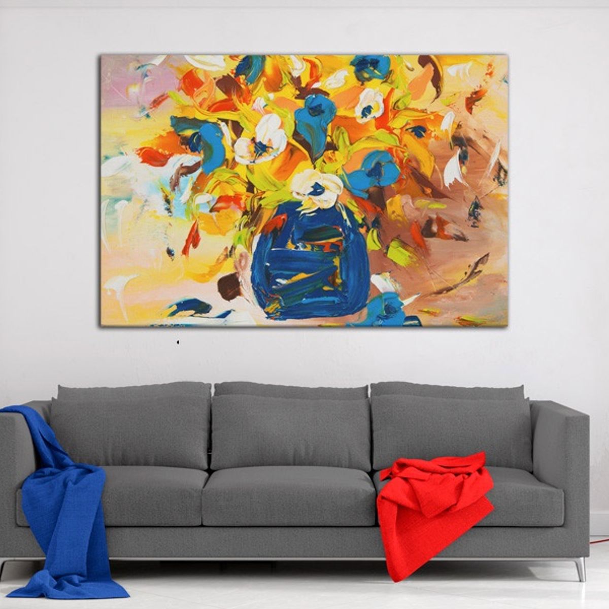TAYRONA STORE - Cuadro En Lienzo Para Comedor Pintura Flores 43 70x50cm