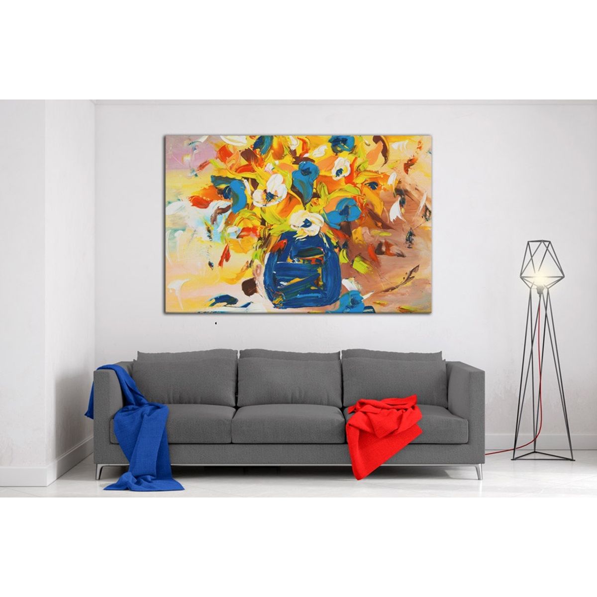 TAYRONA STORE - Cuadro En Lienzo Para Comedor Pintura Flores 43 70x50cm