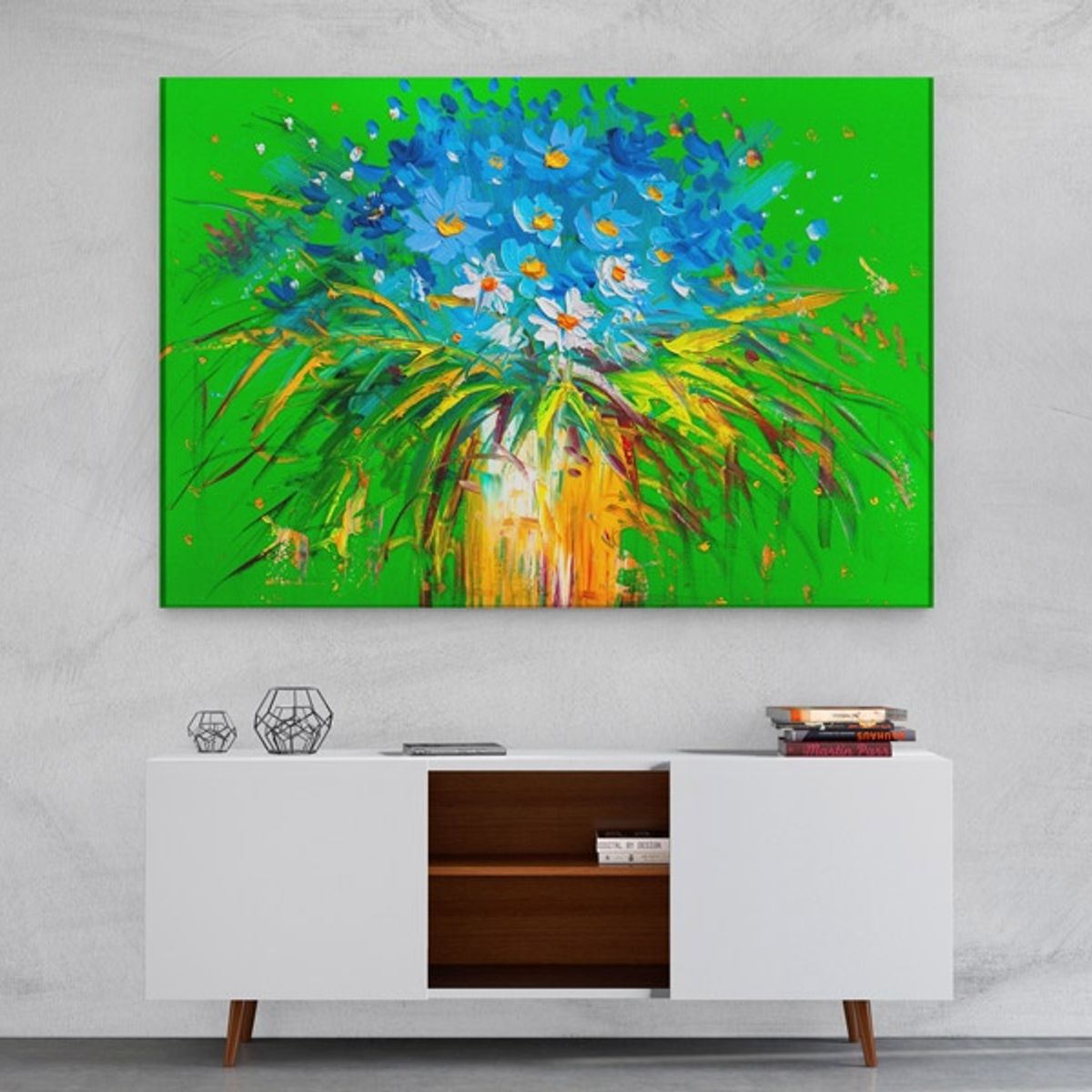 TAYRONA STORE - Cuadro En Lienzo Para Comedor Pintura Flores 49 70x50cm