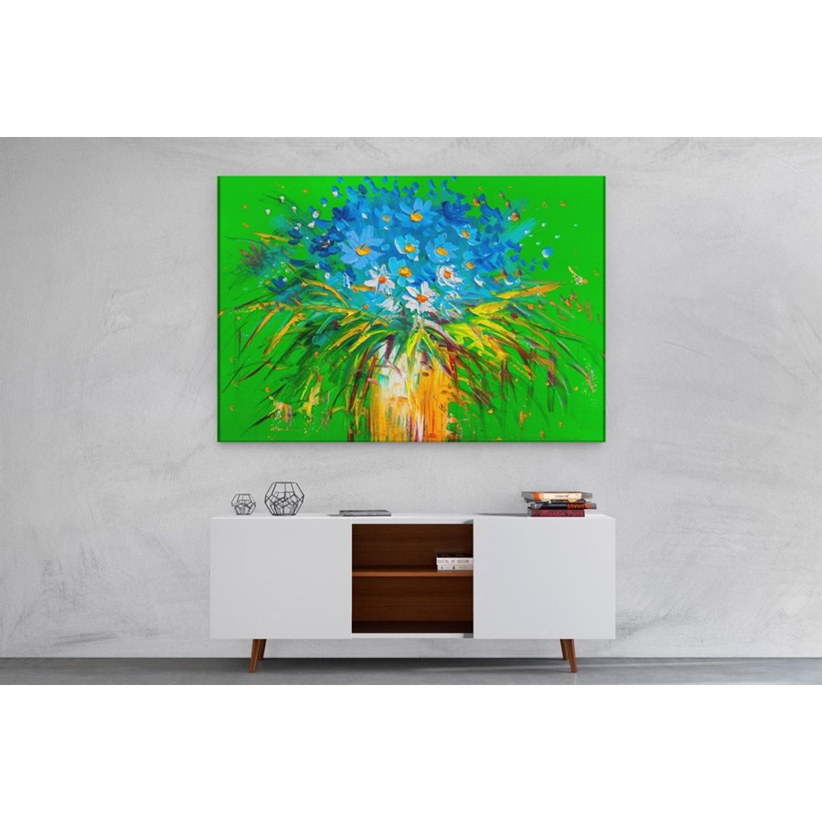 TAYRONA STORE - Cuadro En Lienzo Para Comedor Pintura Flores 49 70x50cm