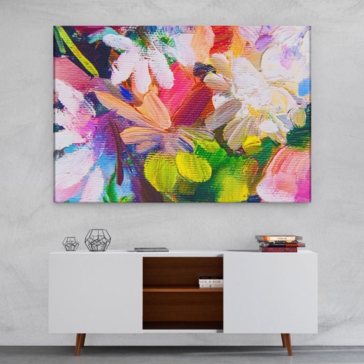 TAYRONA STORE - Cuadro En Lienzo Para Comedor Pintura Flores 48 150x100cm