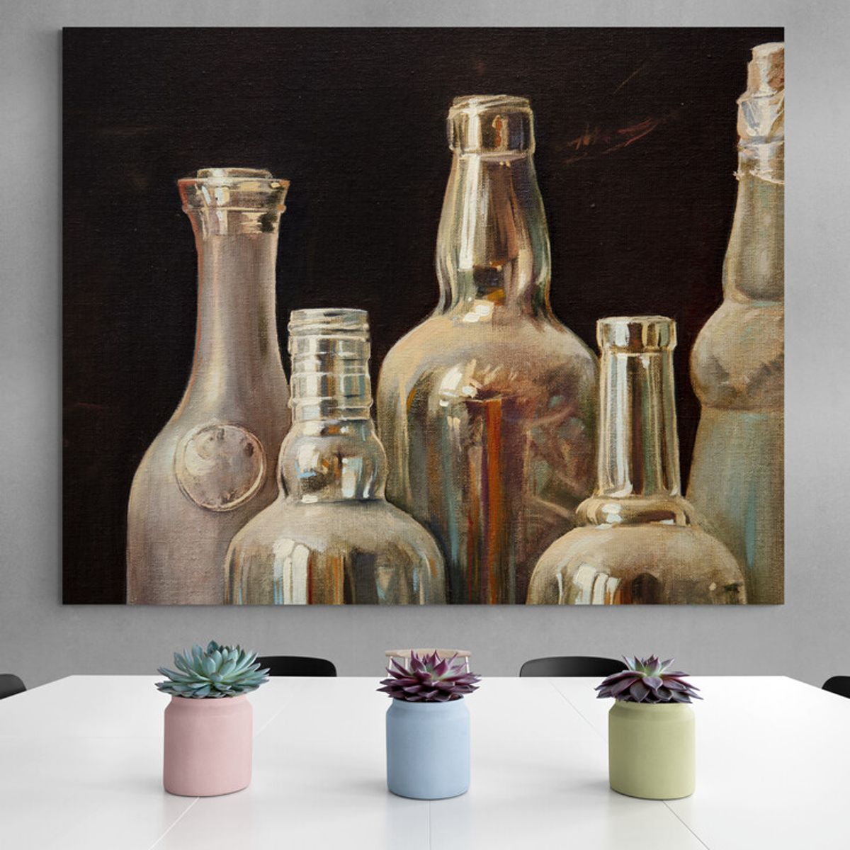 TAYRONA STORE - Cuadro En Lienzo Para Comedor Bodegon Botellas 179 75x60cm