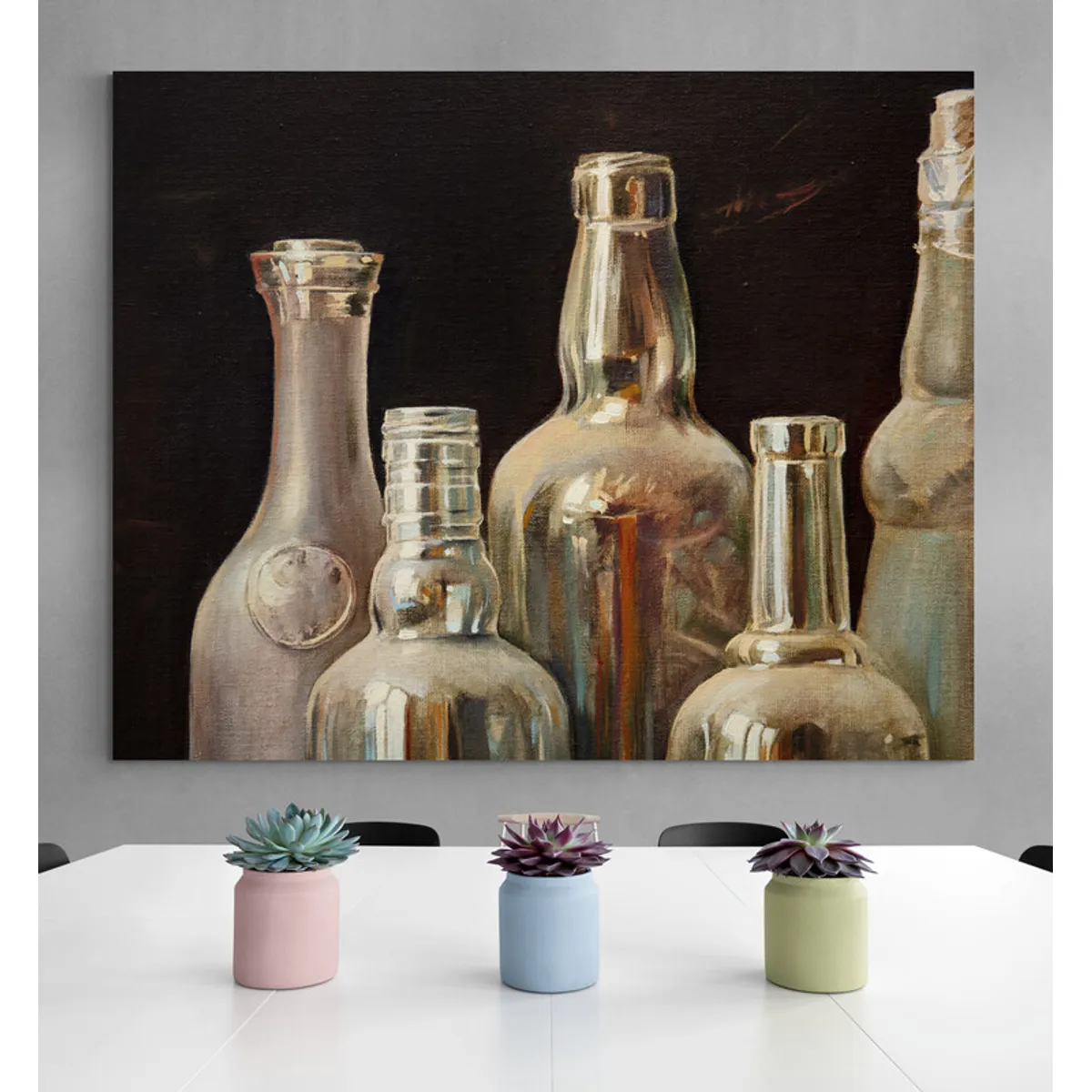 TAYRONA STORE - Cuadro En Lienzo Para Comedor Bodegon Botellas 179 100x80cm