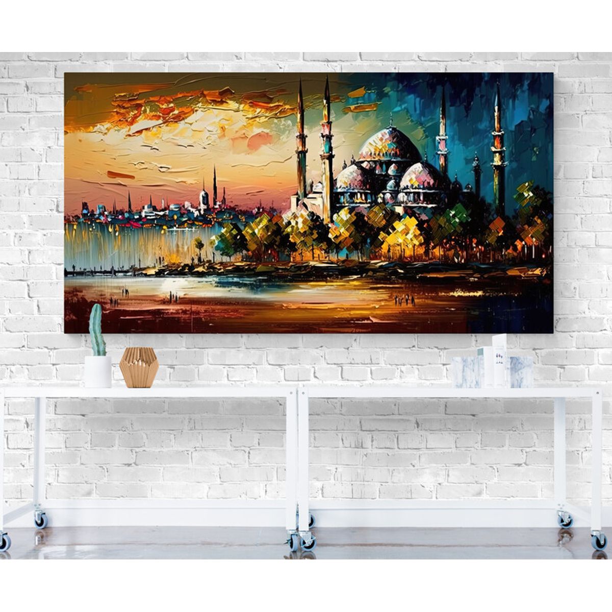 TAYRONA STORE - Cuadro Lienzo Para Comedor Mezquita Pintura Ciudad 160 110x60cm