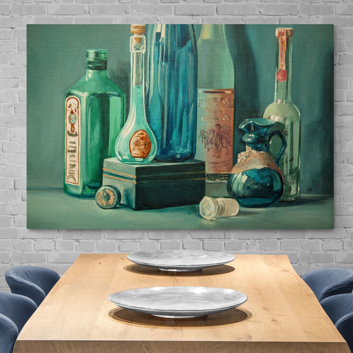 TAYRONA STORE - Cuadro En Lienzo Para Comedor Bodegon Botellas 188 150x100cm