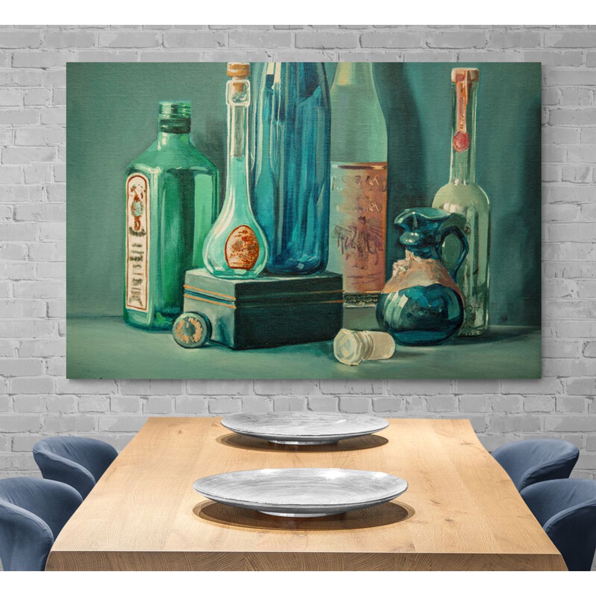 TAYRONA STORE - Cuadro En Lienzo Para Comedor Bodegon Botellas 188 150x100cm