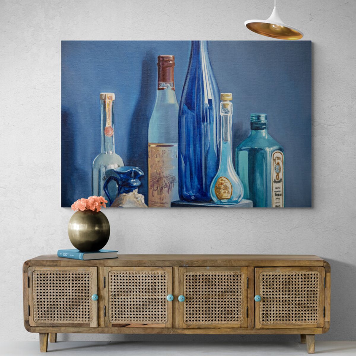 TAYRONA STORE - Cuadro En Lienzo Para Comedor Bodegon Botellas 193 100x70cm