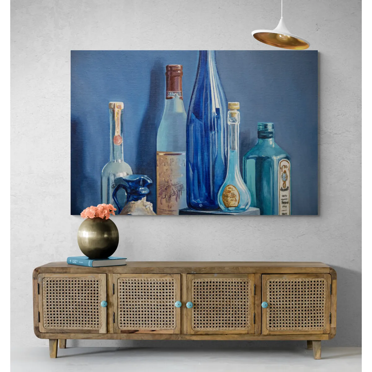 TAYRONA STORE - Cuadro En Lienzo Para Comedor Bodegon Botellas 193 150x100cm
