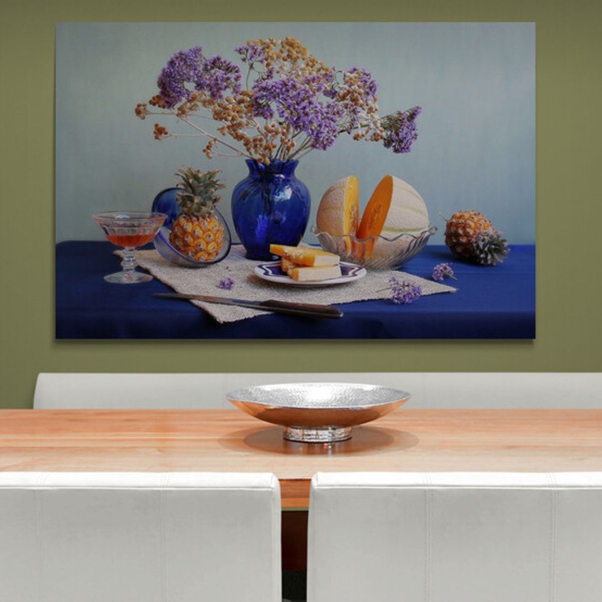 TAYRONA STORE - Cuadro En Lienzo Para Comedor Bodegon Flores 201 70x50cm