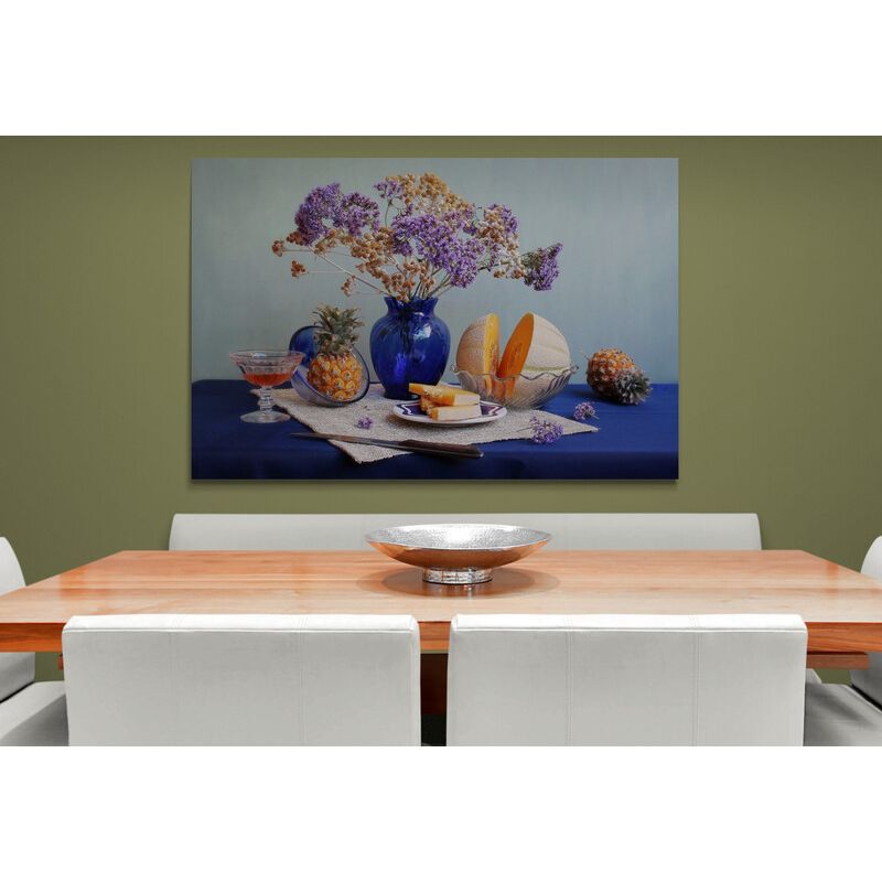 TAYRONA STORE - Cuadro En Lienzo Para Comedor Bodegon Flores 201 100x70cm