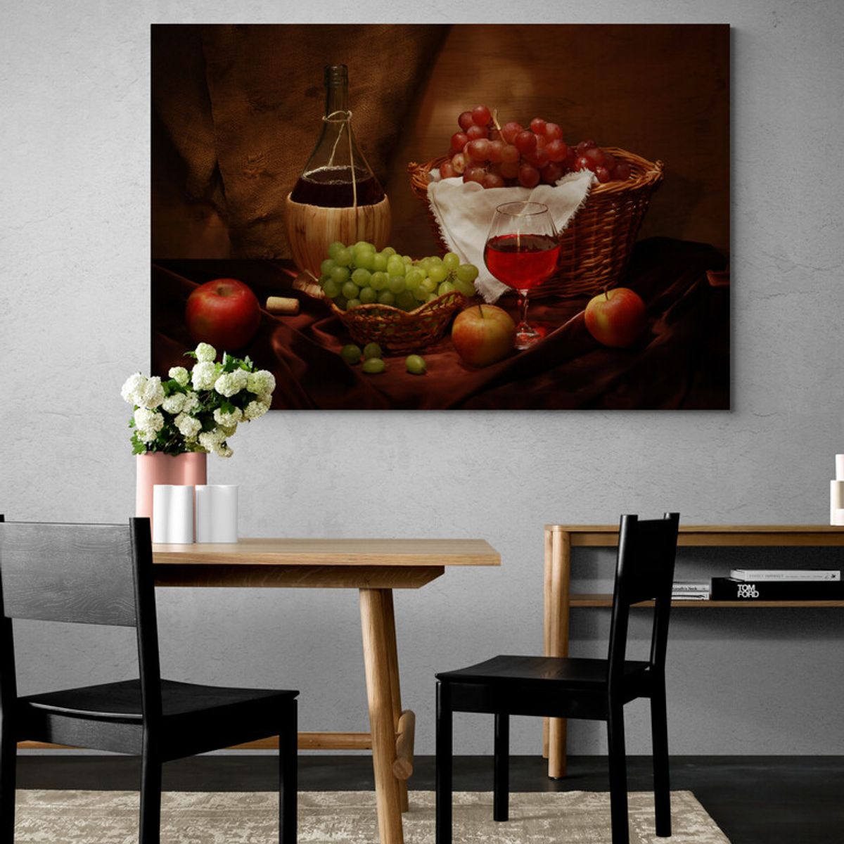 TAYRONA STORE - Cuadro En Lienzo Para Comedor Bodegon Flores 202 50x35cm