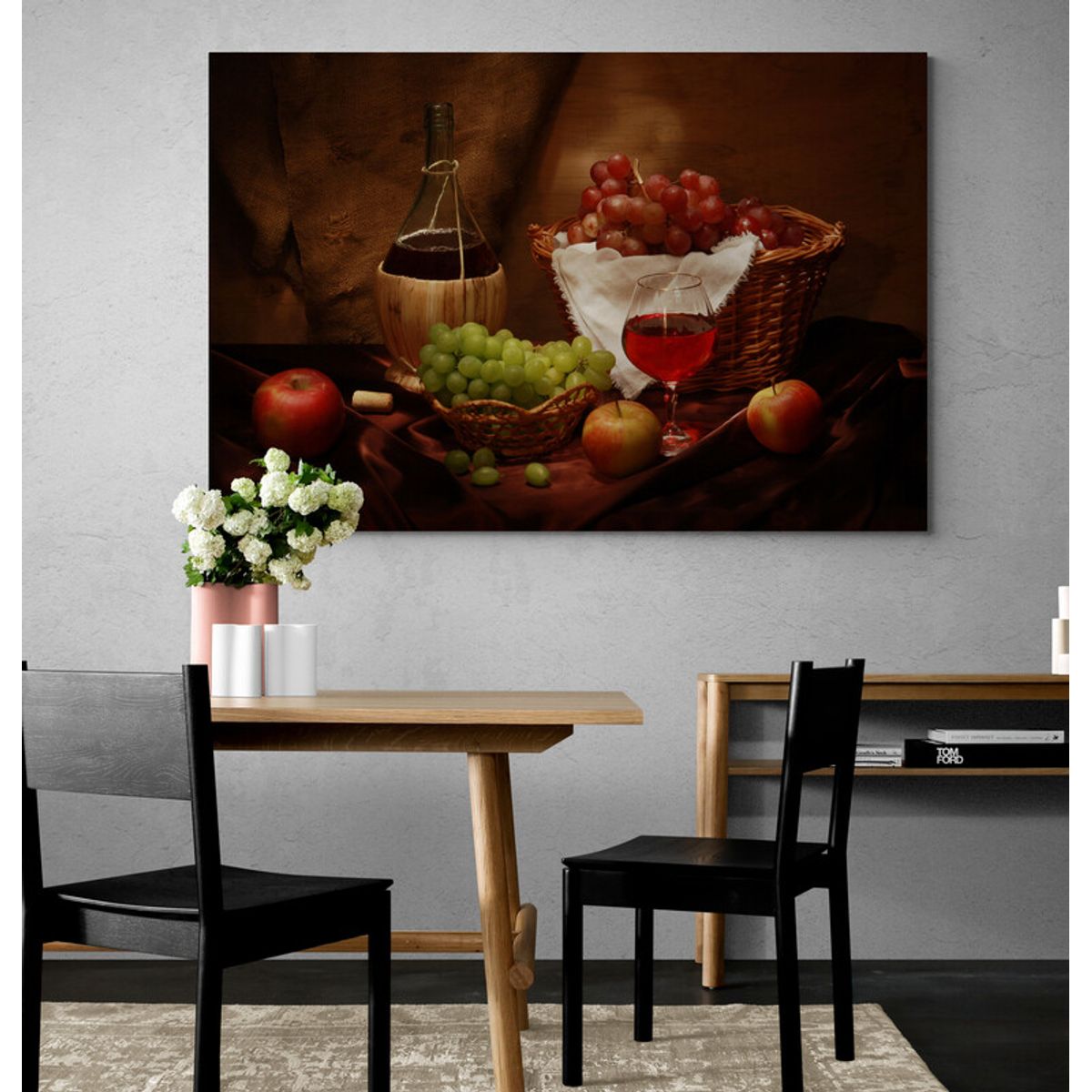 TAYRONA STORE - Cuadro En Lienzo Para Comedor Bodegon Flores 202 50x35cm